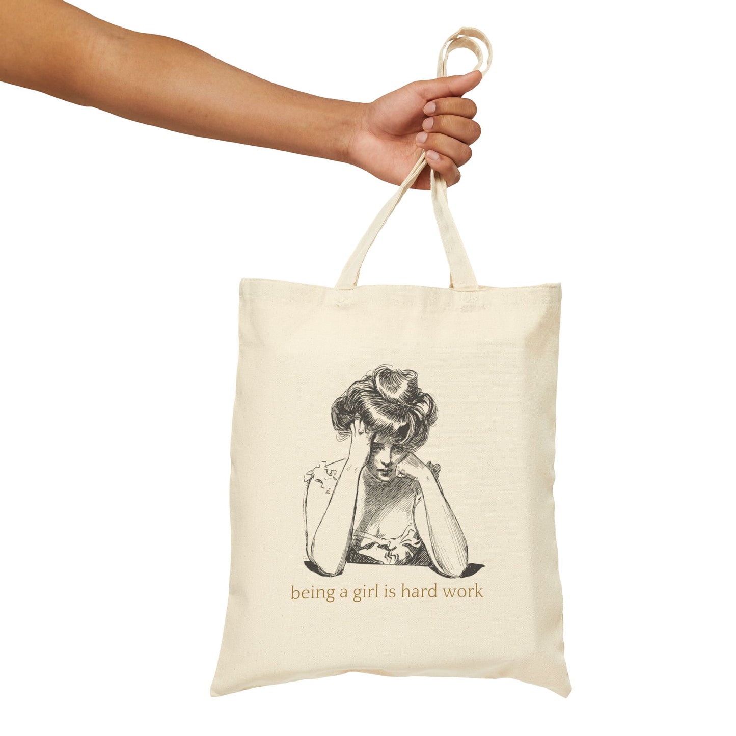 Being a Girl is Hard Work Cotton Canvas Tote Bag