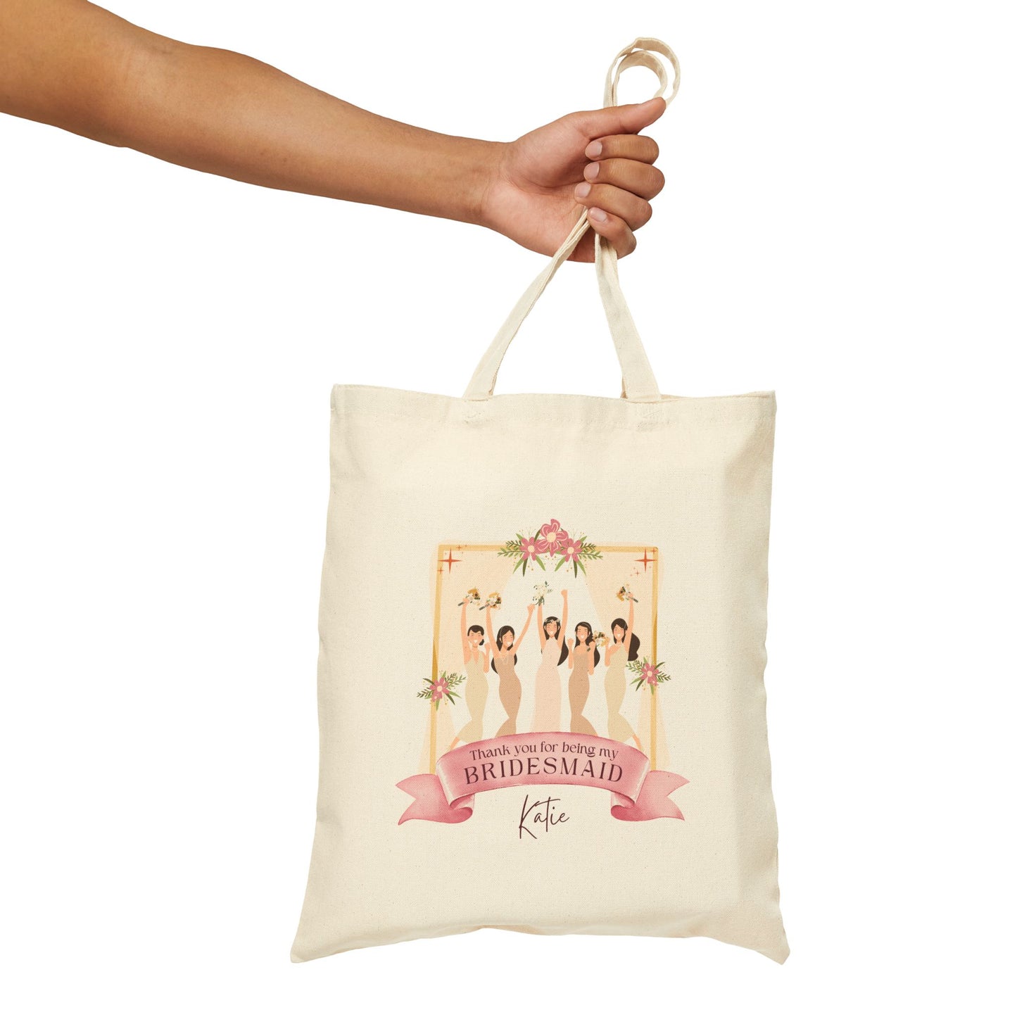 Personalized Bridesmaid Cotton Canvas Tote Bag
