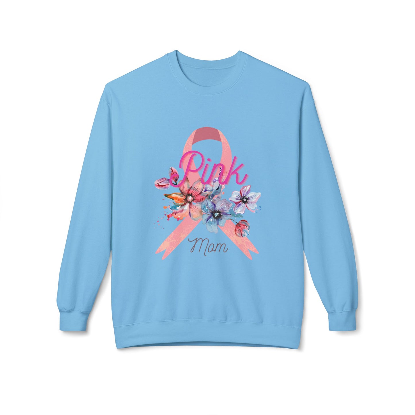 Personalized Unisex Breast Cancer Flower Softstyle Fleece Crewneck Sweatshirt
