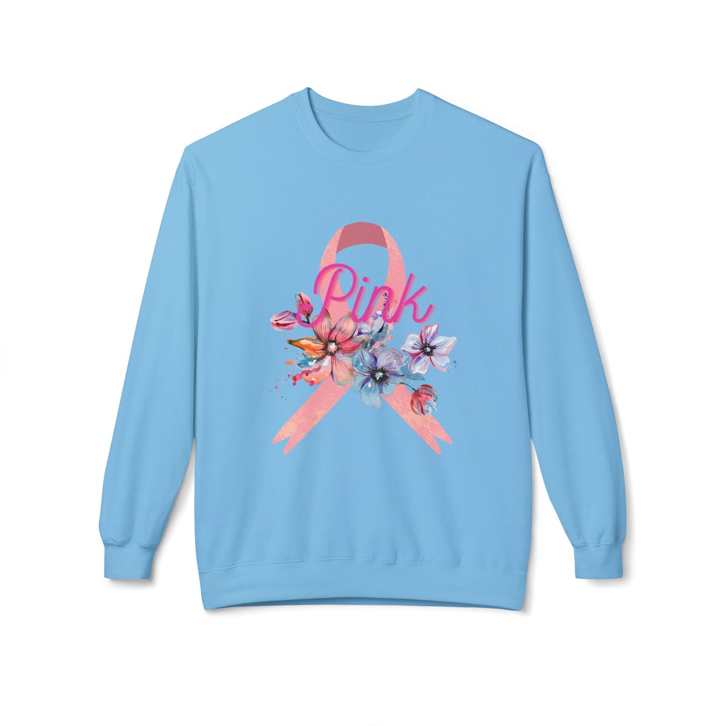 Unisex Breast Cancer Flower Softstyle Fleece Crewneck Sweatshirt