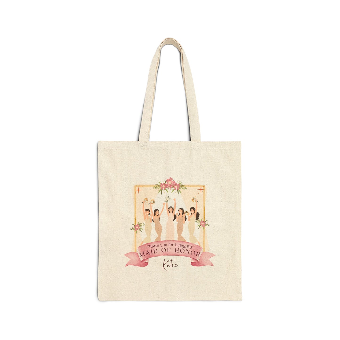 Personalized Maid of Honor Cotton Canvas Tote Bag