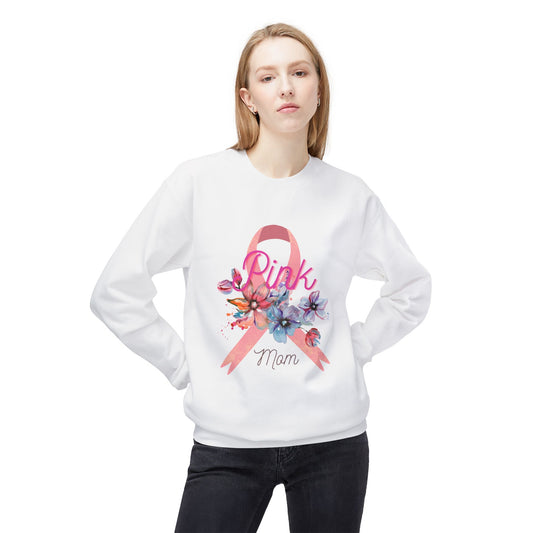 Personalized Unisex Breast Cancer Flower Softstyle Fleece Crewneck Sweatshirt