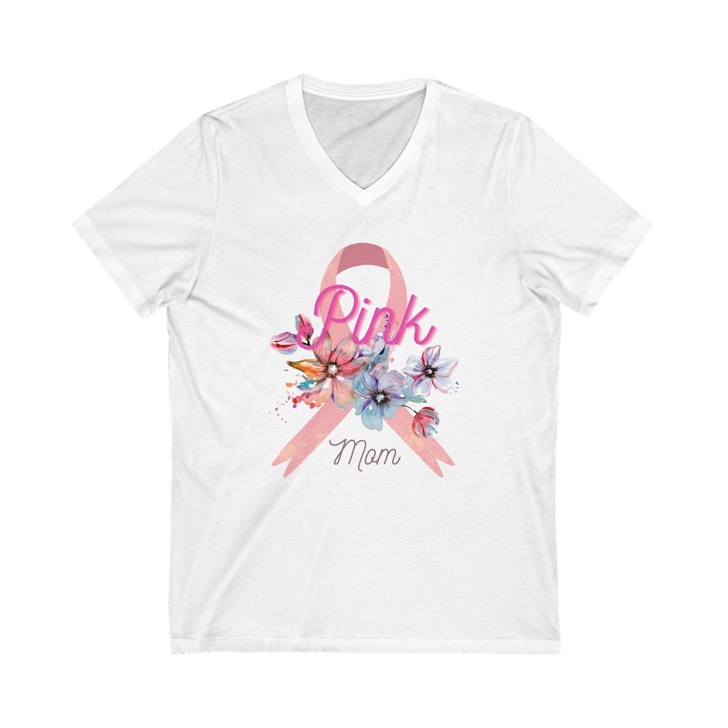 Personalized Breast Cancer Awareness Unisex Jersey Short Sleeve V-Neck Tee