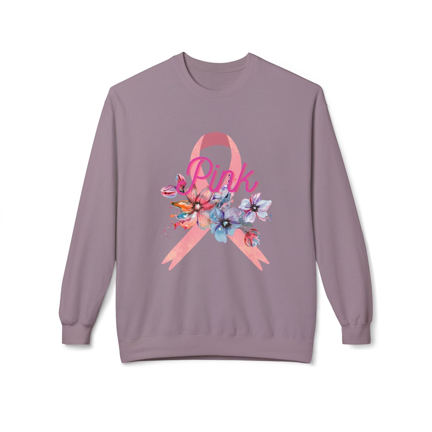 Unisex Breast Cancer Flower Softstyle Fleece Crewneck Sweatshirt