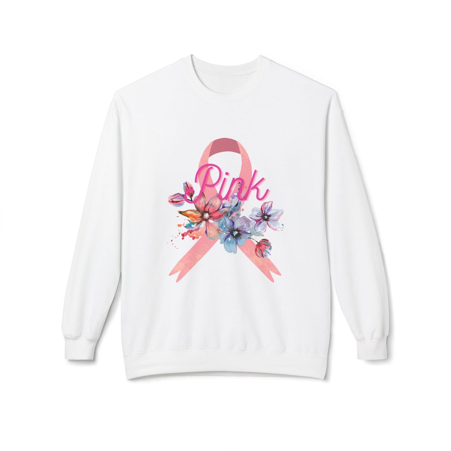 Unisex Breast Cancer Flower Softstyle Fleece Crewneck Sweatshirt