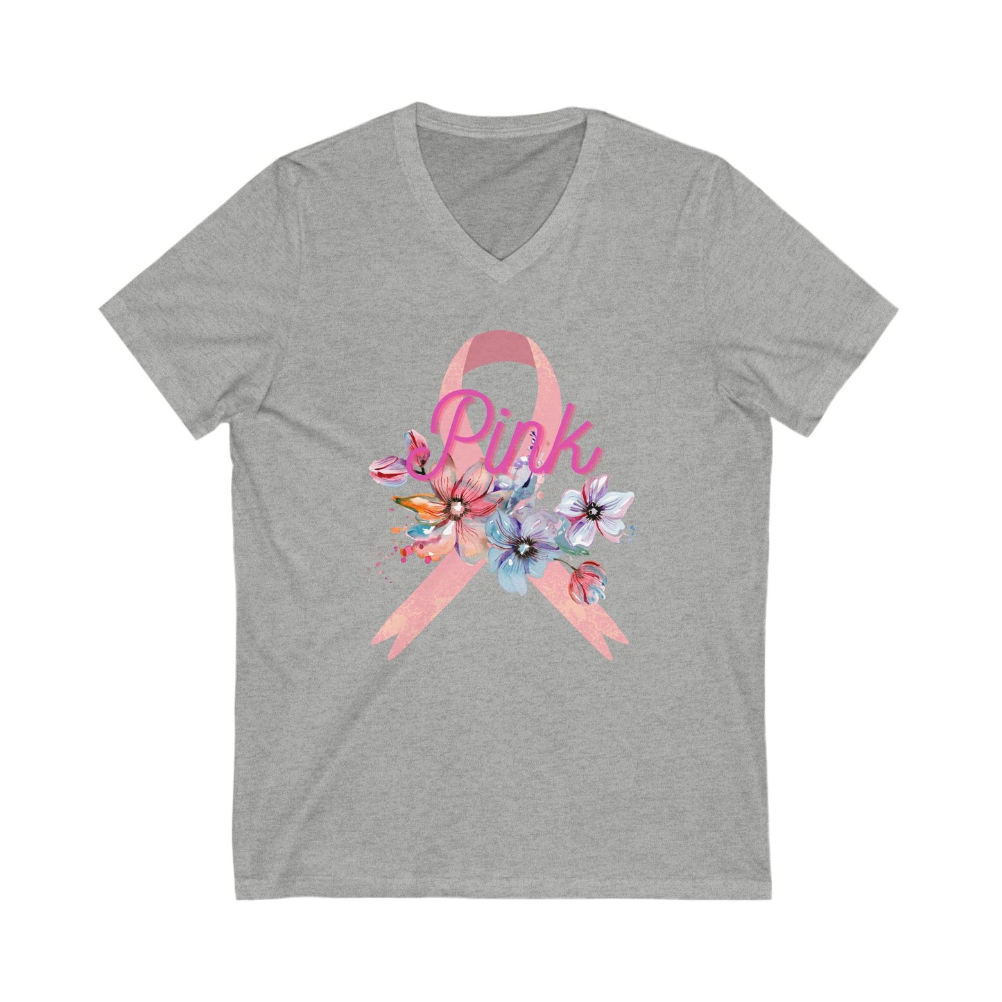 Breast Cancer Awareness Unisex Jersey Short Sleeve V-Neck Tee