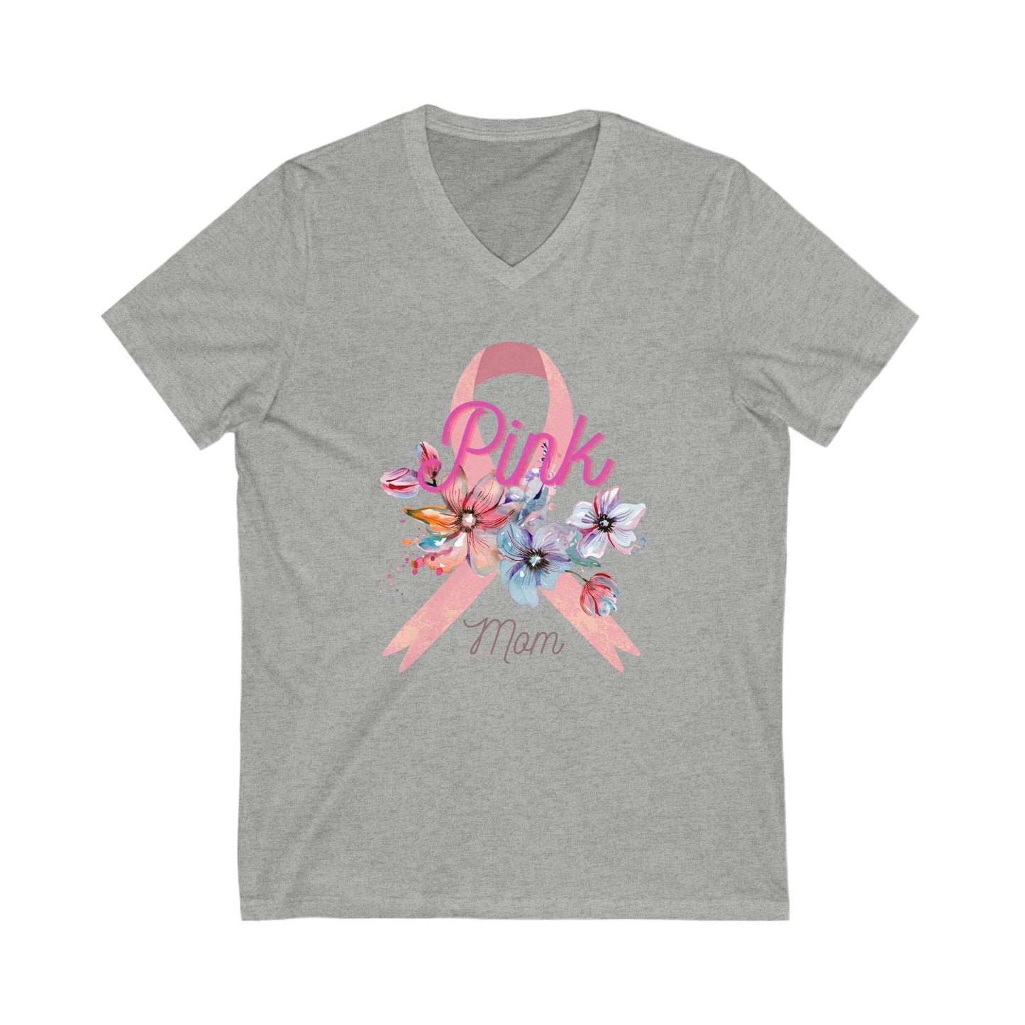 Personalized Breast Cancer Awareness Unisex Jersey Short Sleeve V-Neck Tee