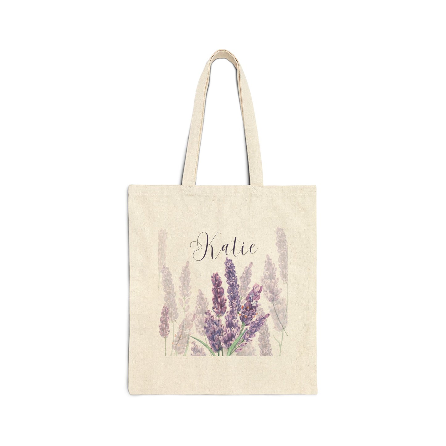 Personalized Lavender Flowers Cotton Canvas Tote Bag