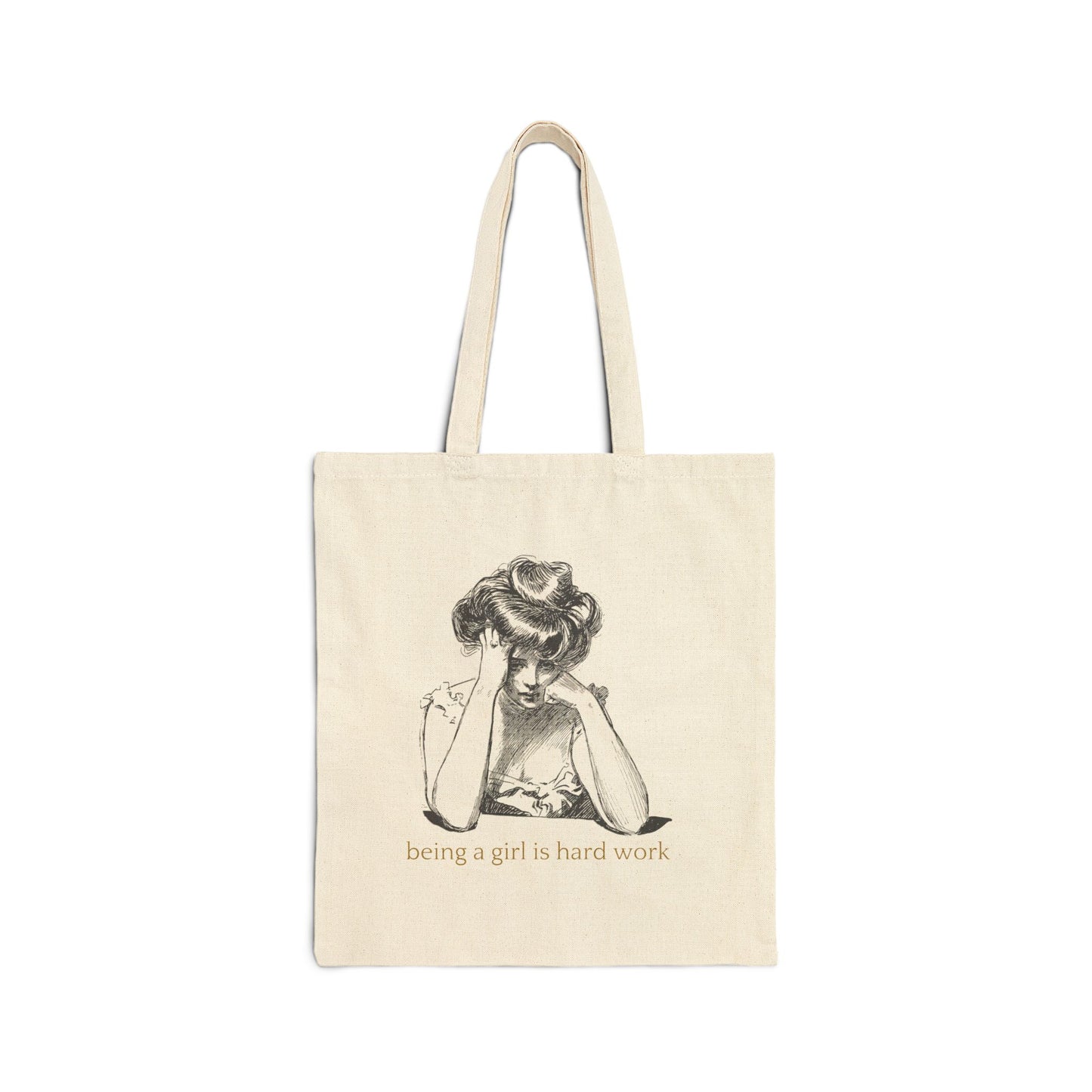 Being a Girl is Hard Work Cotton Canvas Tote Bag