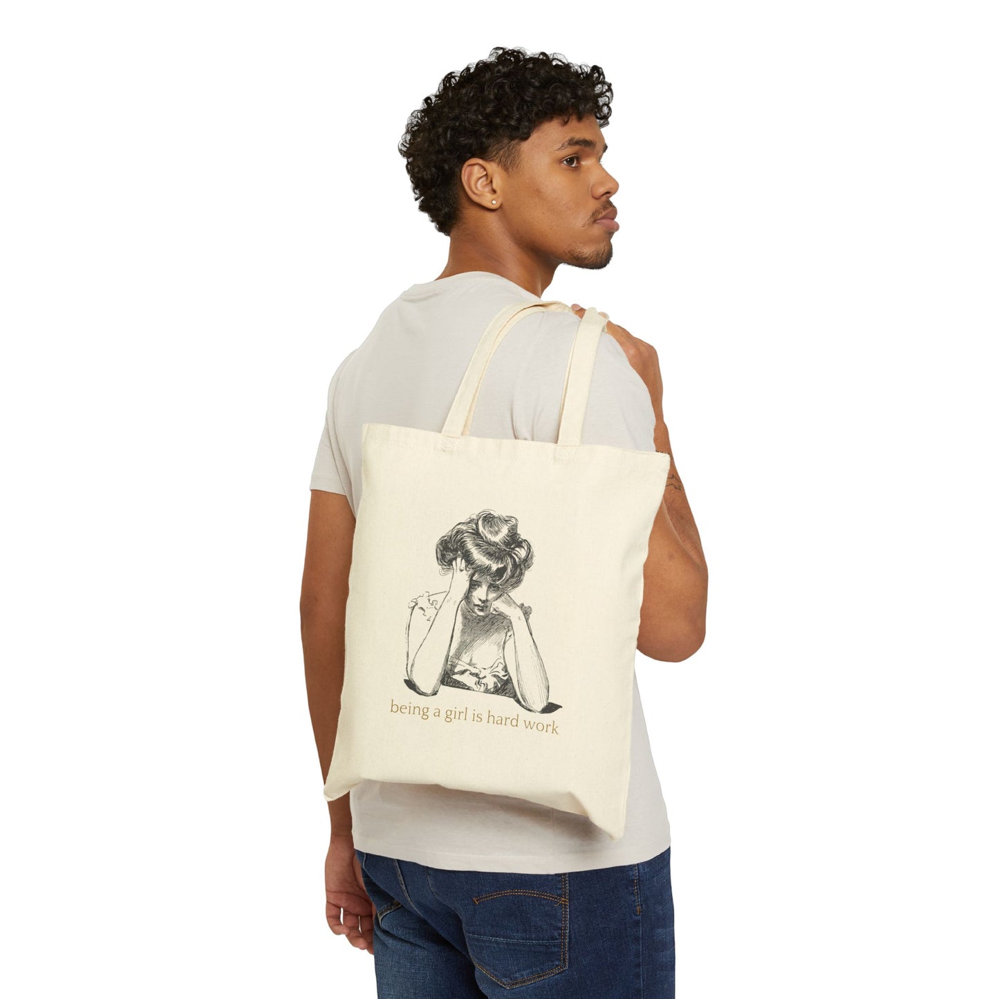 Being a Girl is Hard Work Cotton Canvas Tote Bag