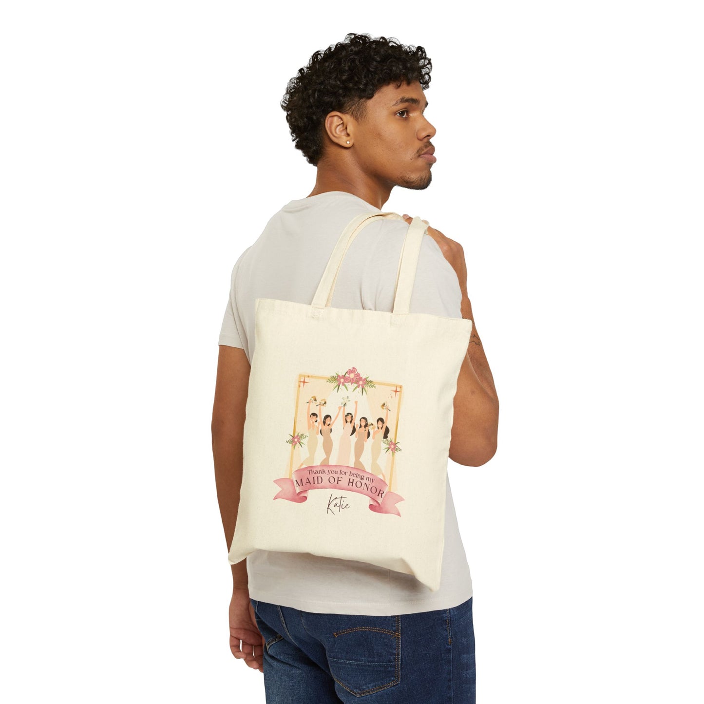 Personalized Maid of Honor Cotton Canvas Tote Bag