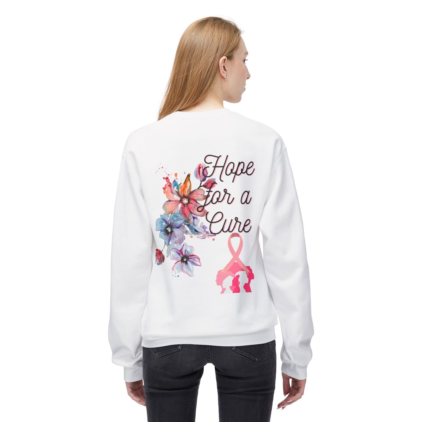 Personalized Unisex Breast Cancer Flower Softstyle Fleece Crewneck Sweatshirt