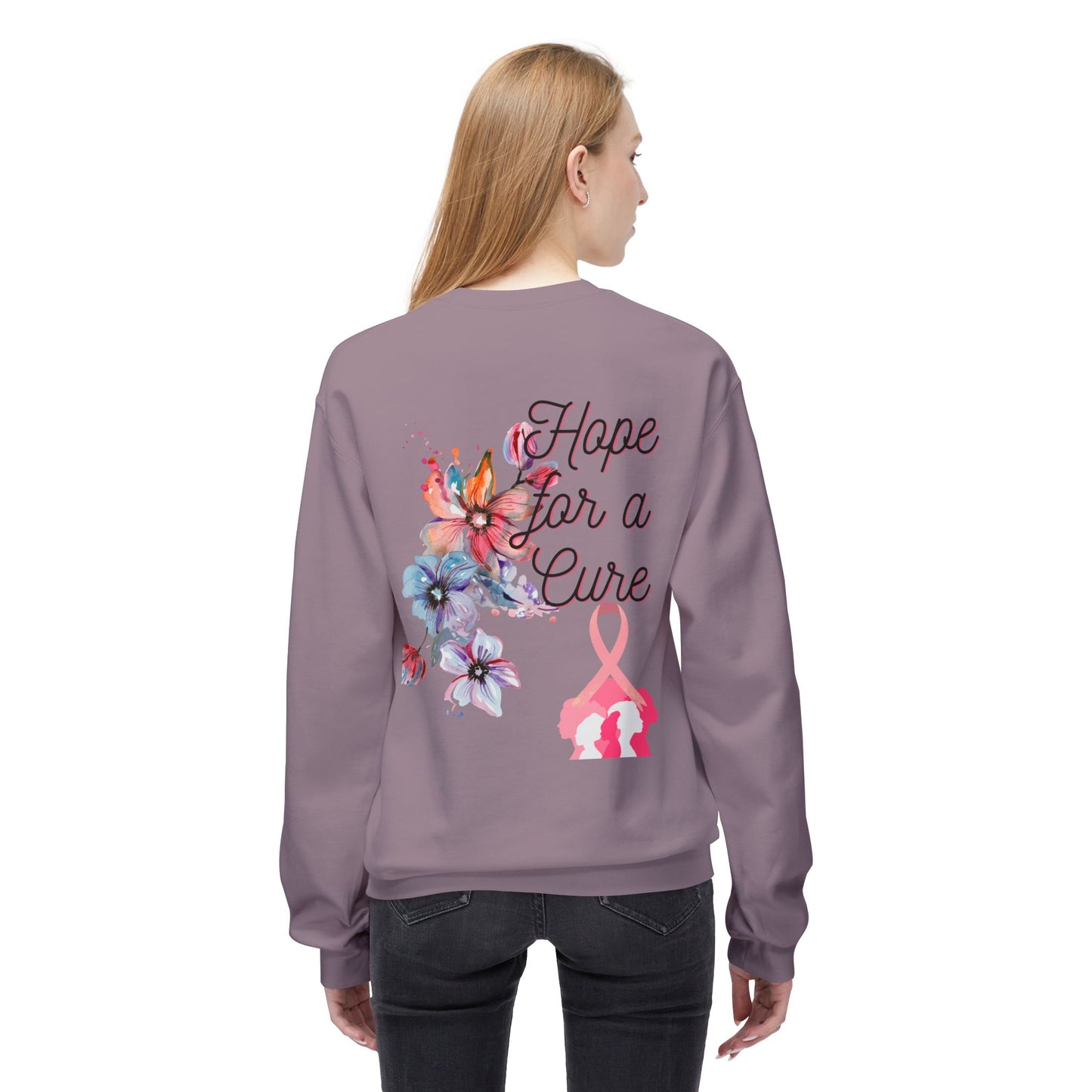 Personalized Unisex Breast Cancer Flower Softstyle Fleece Crewneck Sweatshirt