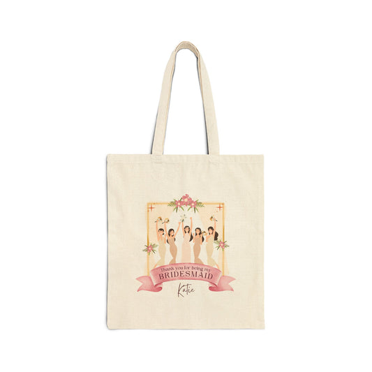Personalized Bridesmaid Cotton Canvas Tote Bag