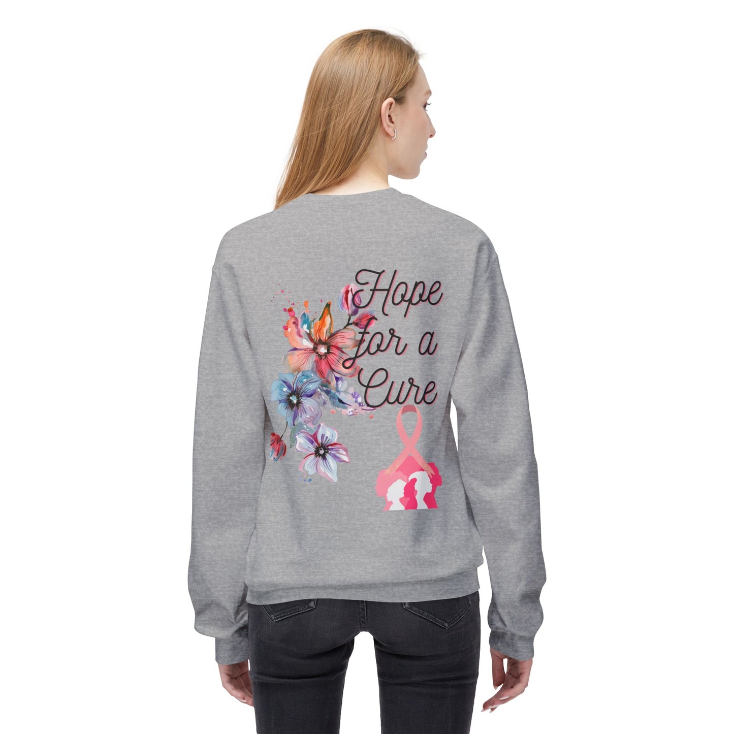Unisex Breast Cancer Flower Softstyle Fleece Crewneck Sweatshirt