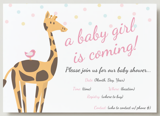 Personalized Baby Girl Baby Shower Invitation with envelope